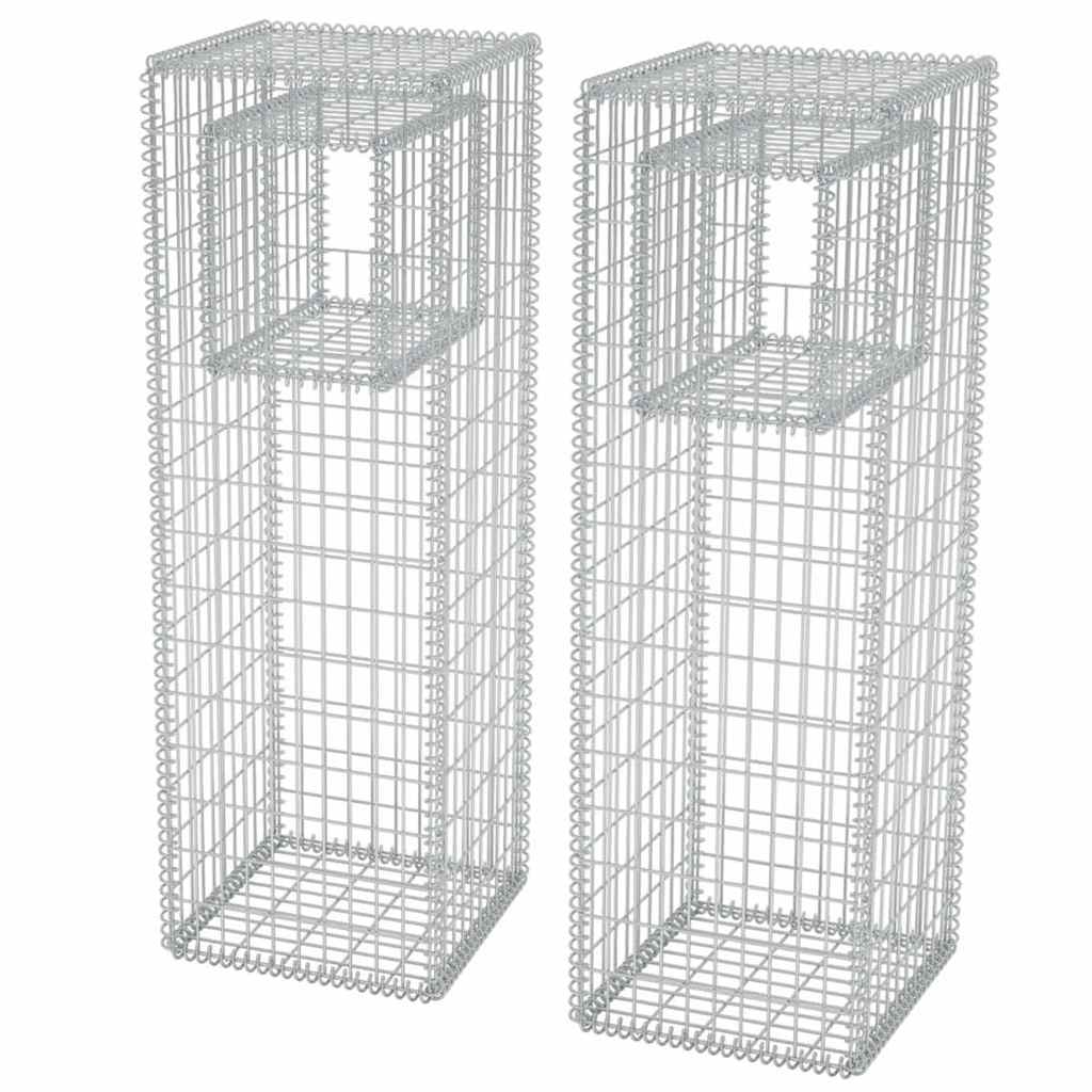 2 db vidaXL acél gabion kosár oszlop / ágyás 50 x 50 x 160 cm