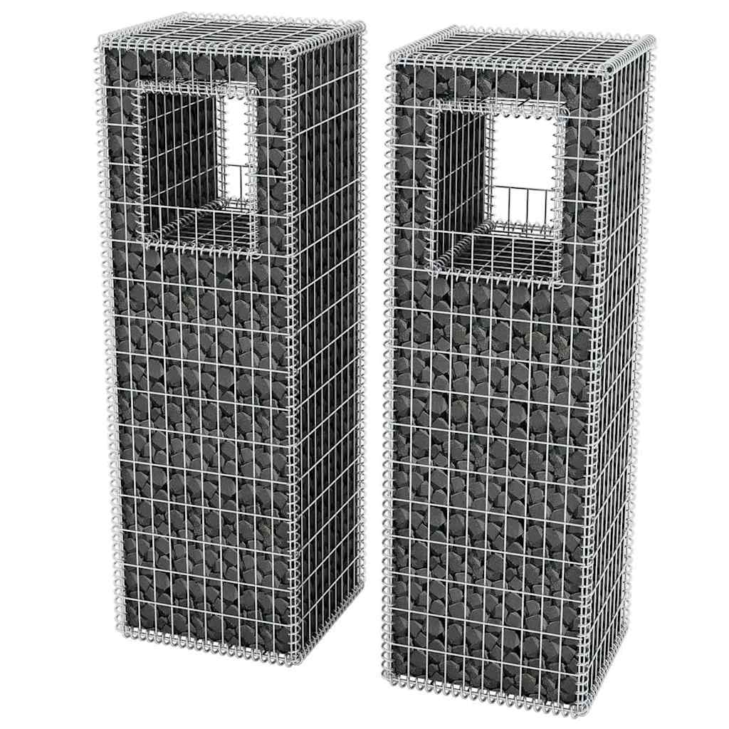2 db vidaXL acél gabion kosár oszlop / ágyás 50 x 50 x 160 cm