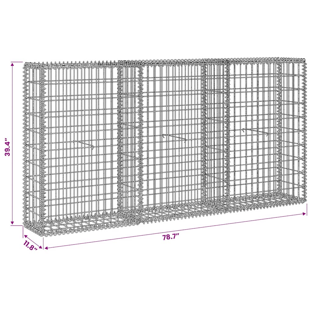 horganyzott acél gabion kosár 200 x 30 x 100 cm