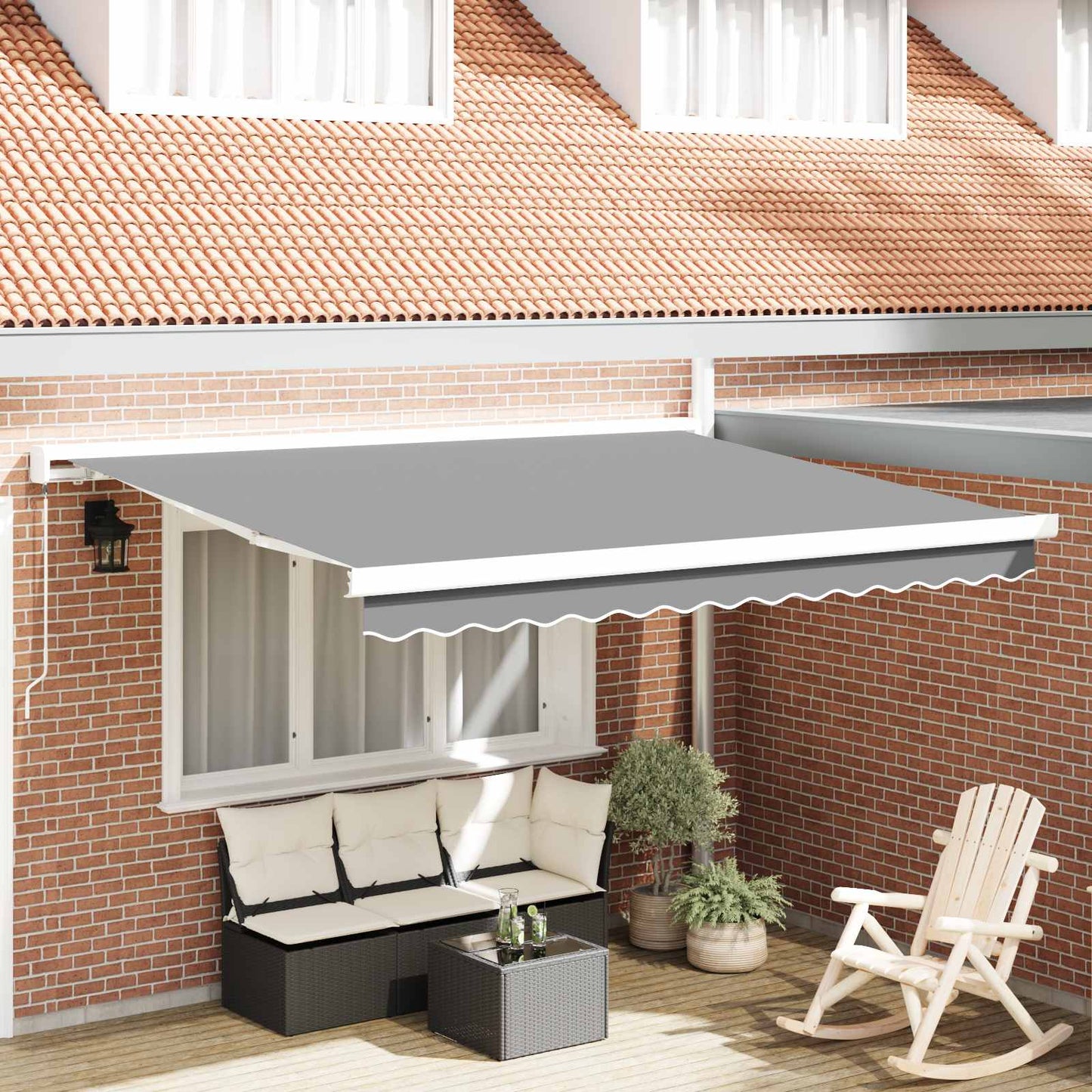 Behúzható napellenző Fekete 400 × 300 cm Alumínium