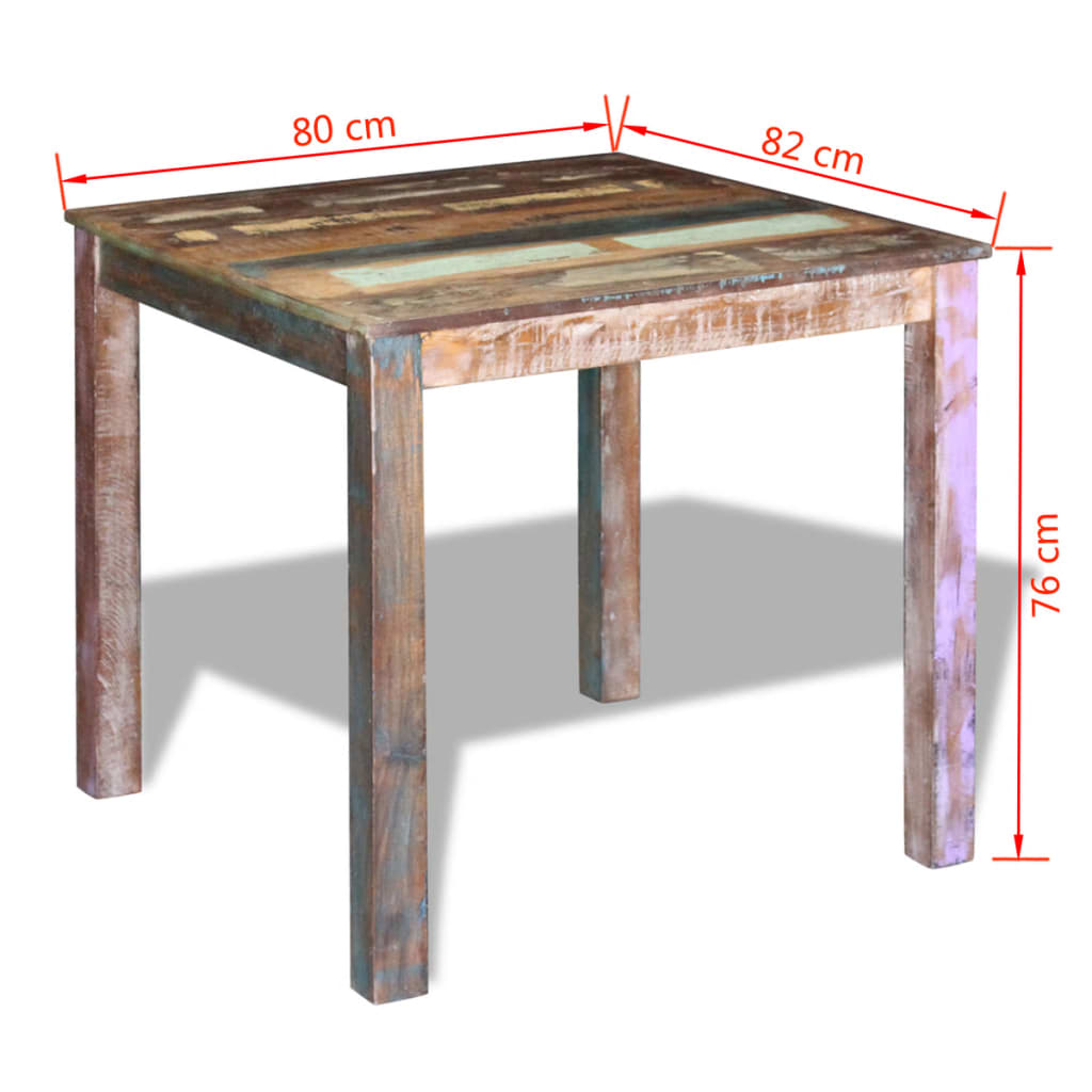 tömör újrahasznosított fa étkezőasztal 80 x 82 x 76 cm