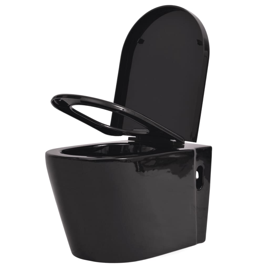 fekete falra szerelhető kerámia WC