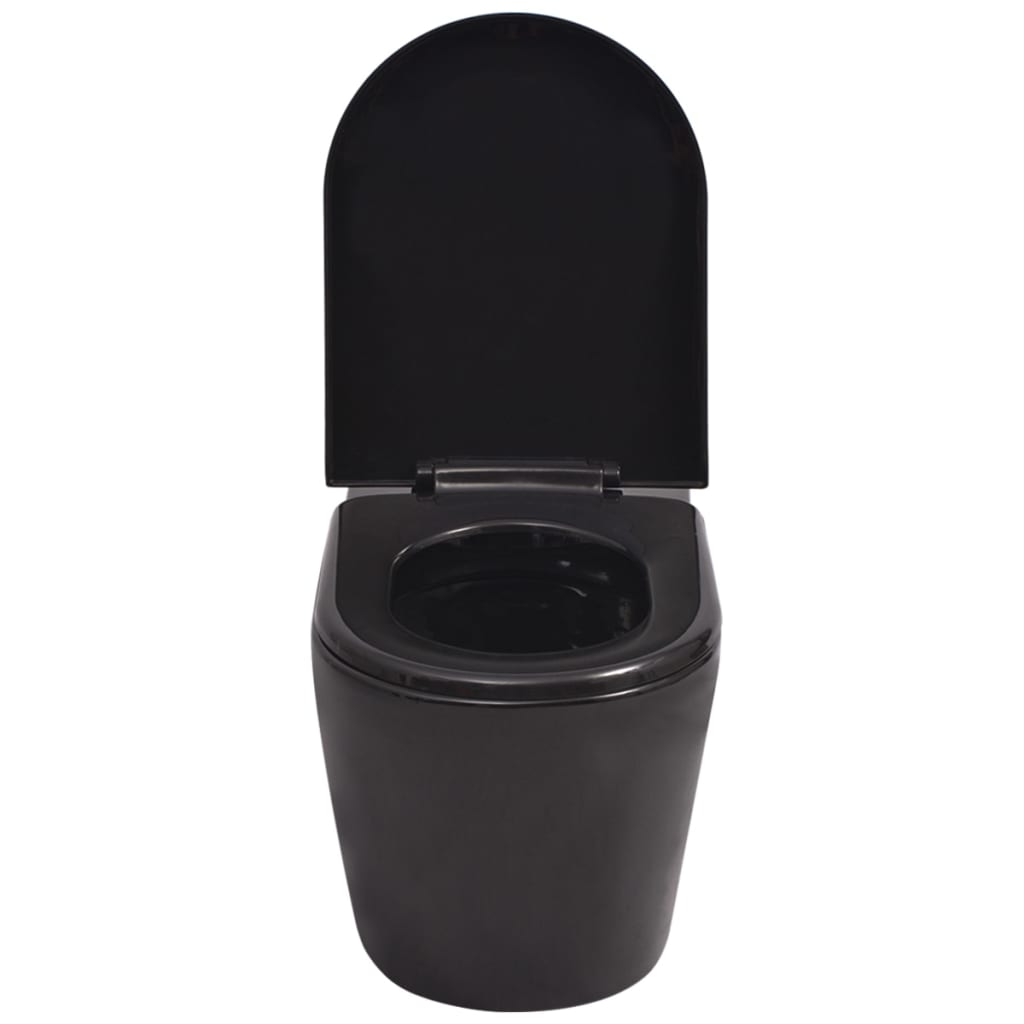 fekete falra szerelhető kerámia WC
