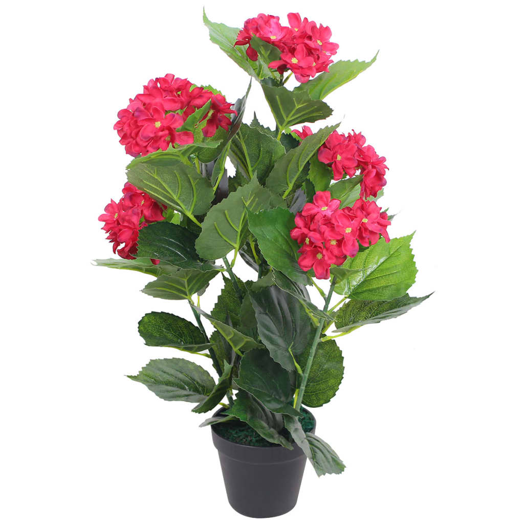 műhortenzia virágcseréppel 60 cm piros