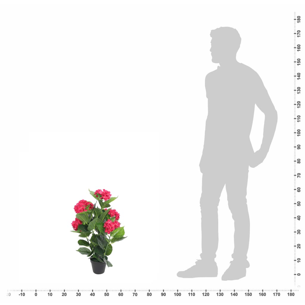 műhortenzia virágcseréppel 60 cm piros