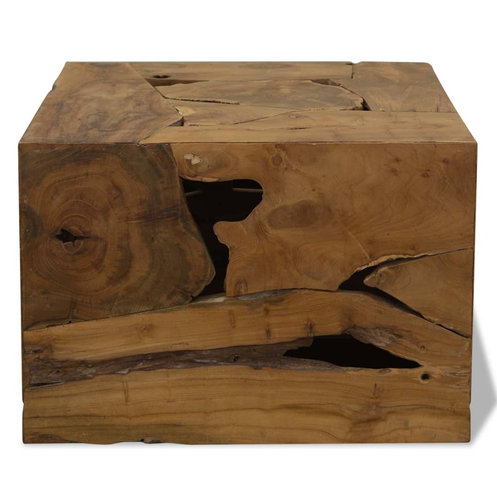 barna, valódi tíkfa dohányzóasztal 50 x 50 x 35 cm