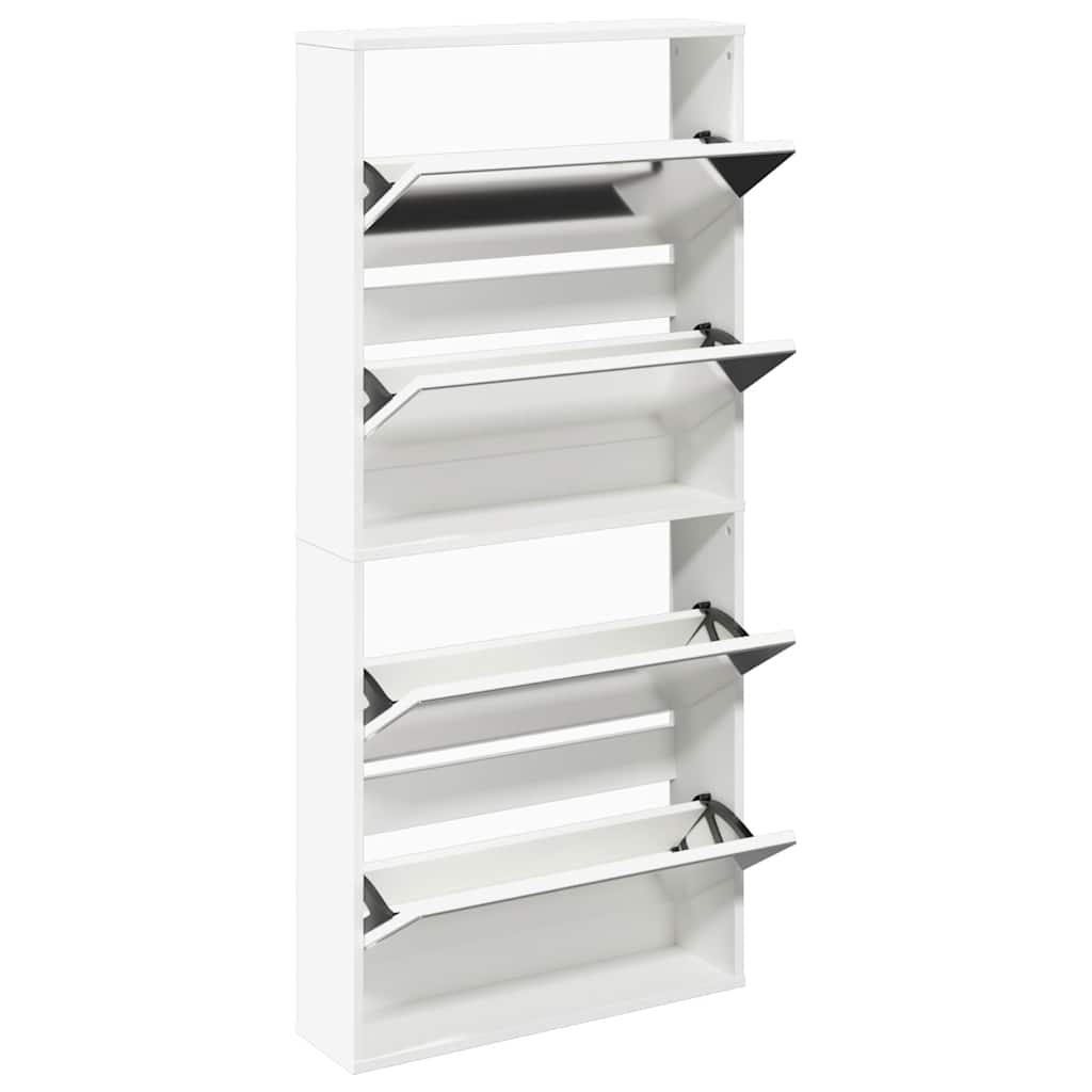 fehér 4 szintes tükrös cipőszekrény 63 x 17 x 134 cm