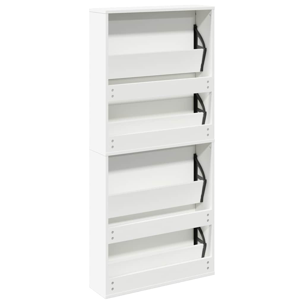 fehér 4 szintes tükrös cipőszekrény 63 x 17 x 134 cm