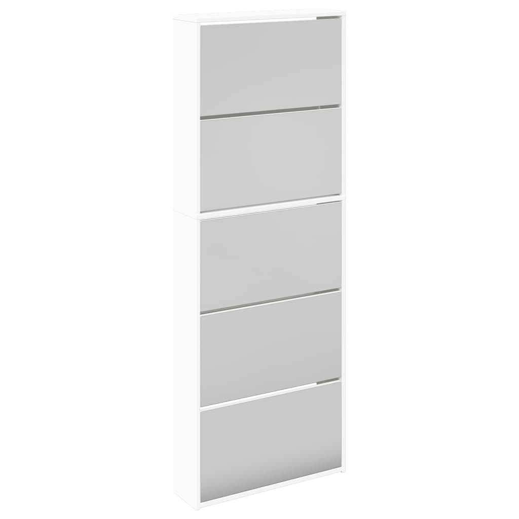 fehér 5 szintes tükrös cipőszekrény 63 x 17 x 169,5 cm