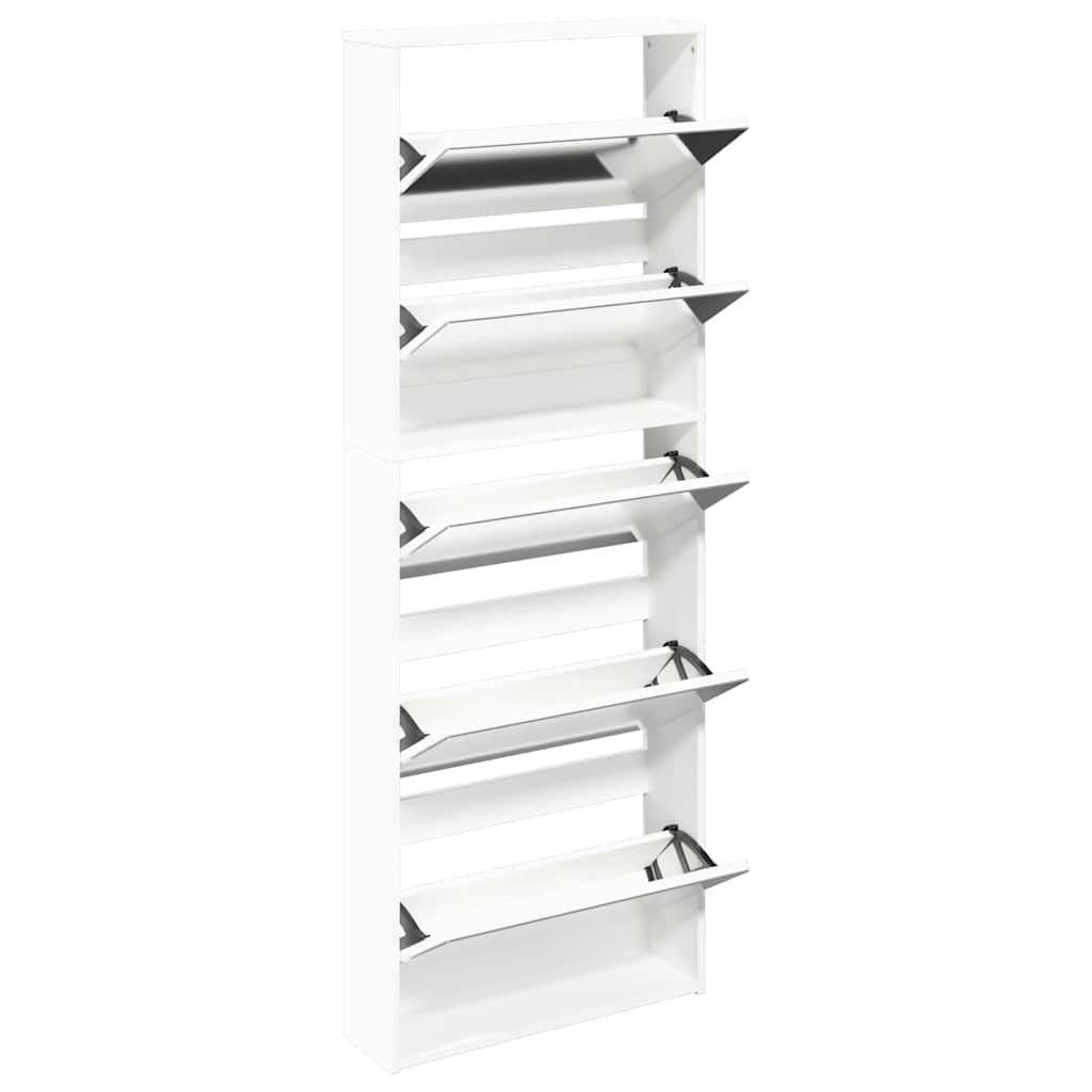 fehér 5 szintes tükrös cipőszekrény 63 x 17 x 169,5 cm