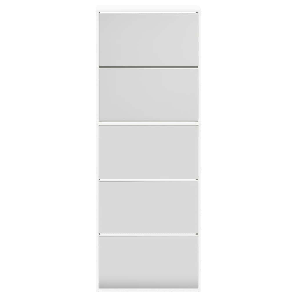 fehér 5 szintes tükrös cipőszekrény 63 x 17 x 169,5 cm