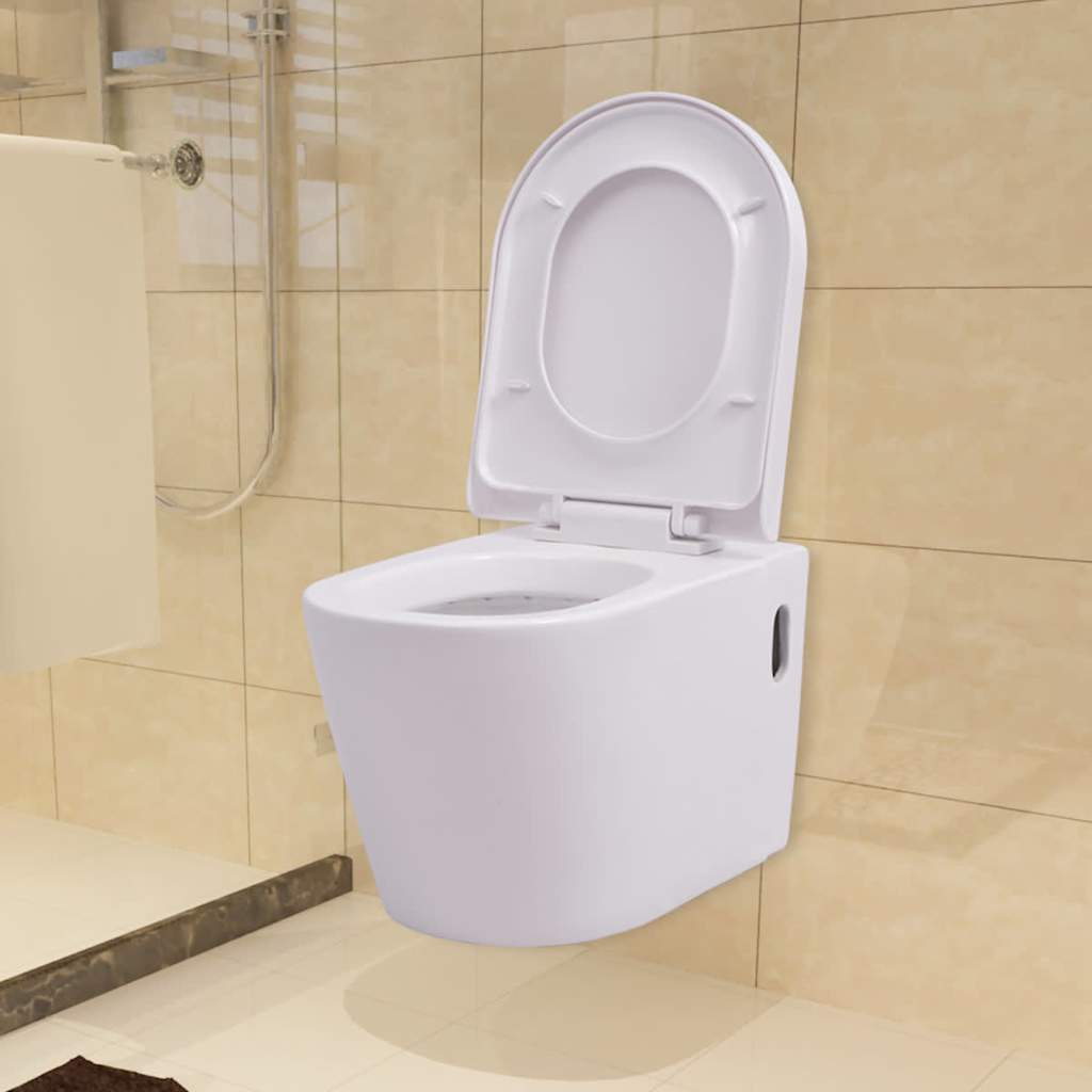 Falra szerelhető fehér kerámia WC rejtett öblítőtartállyal