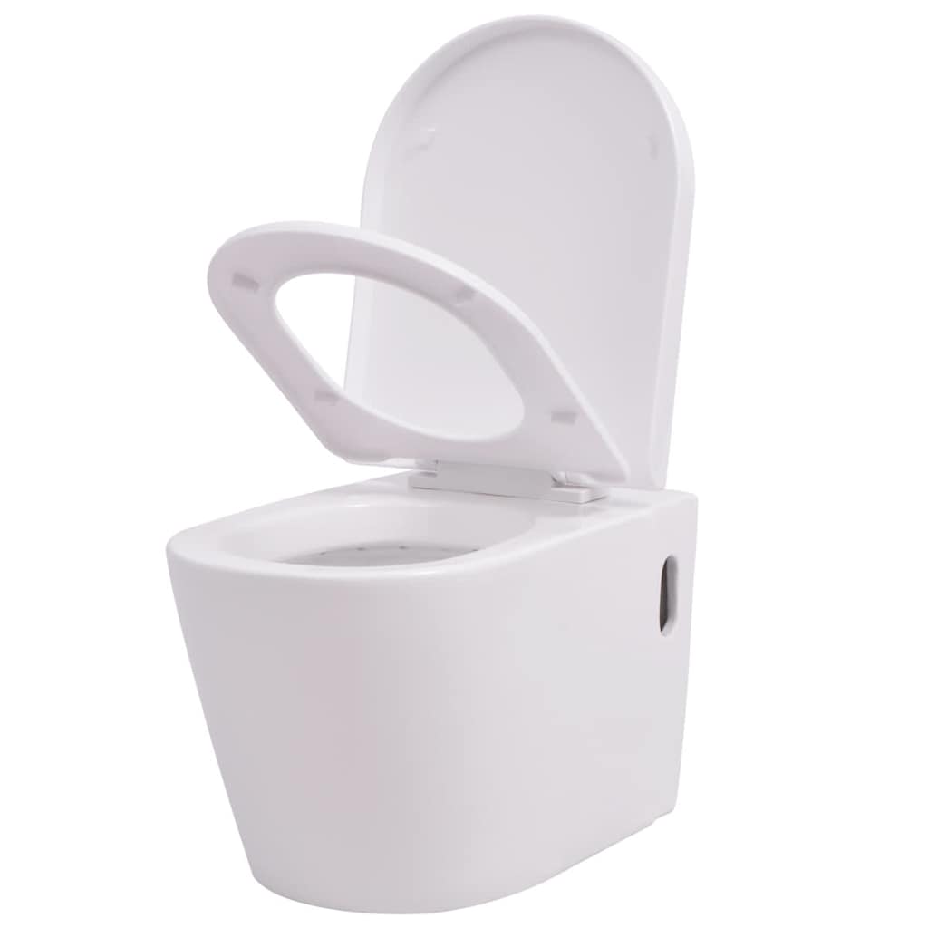 Falra szerelhető fehér kerámia WC rejtett öblítőtartállyal