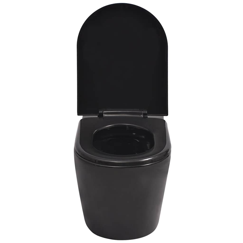 Falra szerelhető fekete kerámia WC rejtett öblítőtartállyal