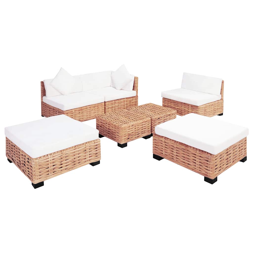 18 részes természetes rattan kanapészett