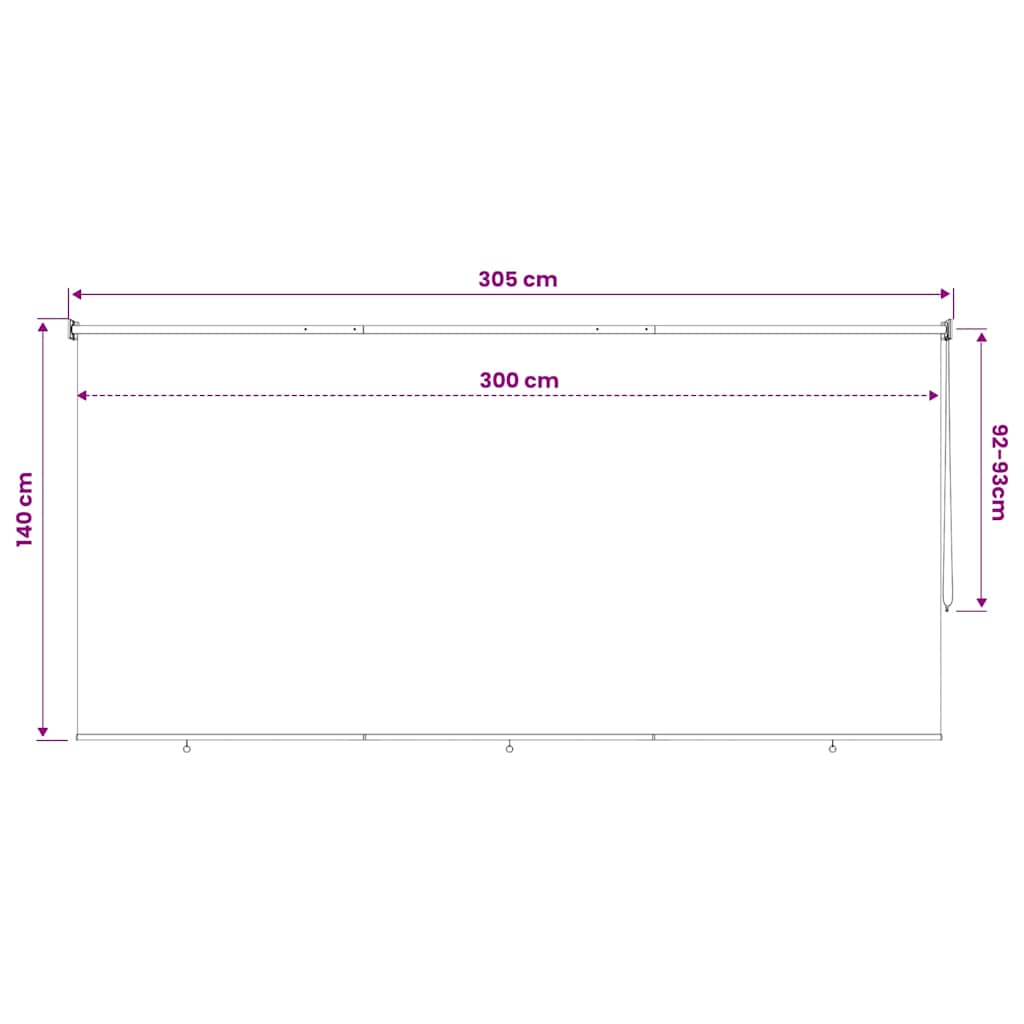 krémszínű kültéri roló 305 (Szé) x 140 (Ma) cm