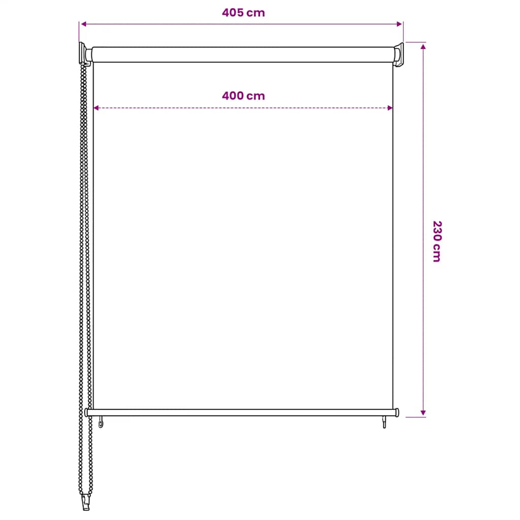 fehér, kültéri sötétítő roló 405(Szé)x230(Ma) cm