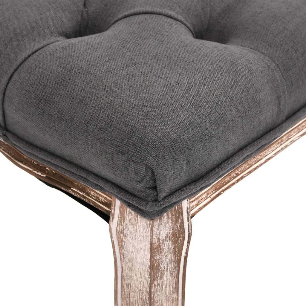 sötétszürke tömör fa pad vászonkárpittal 110 x 38 x 48 cm