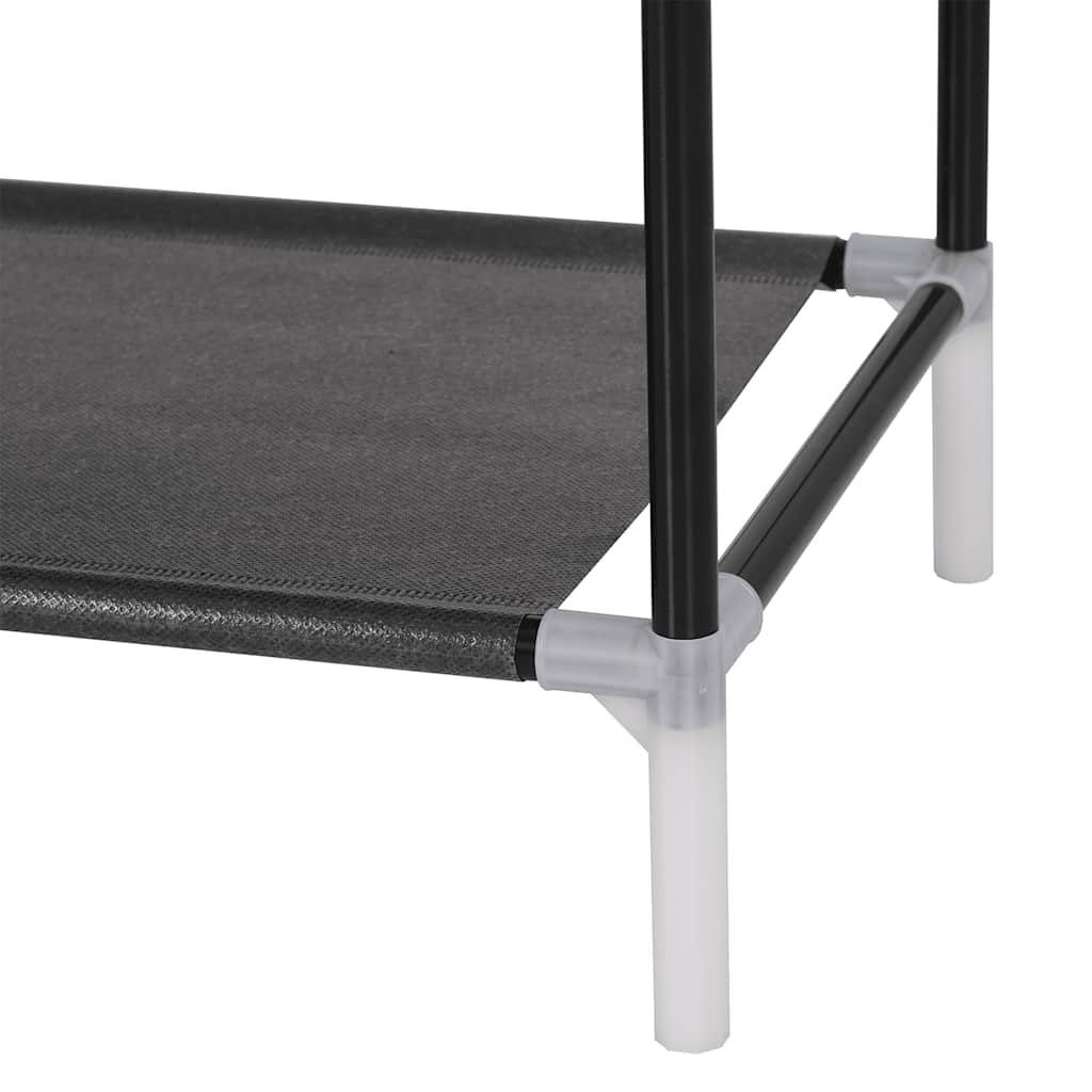 10 polcos fekete fém/nem szőtt kelme cipőtartó