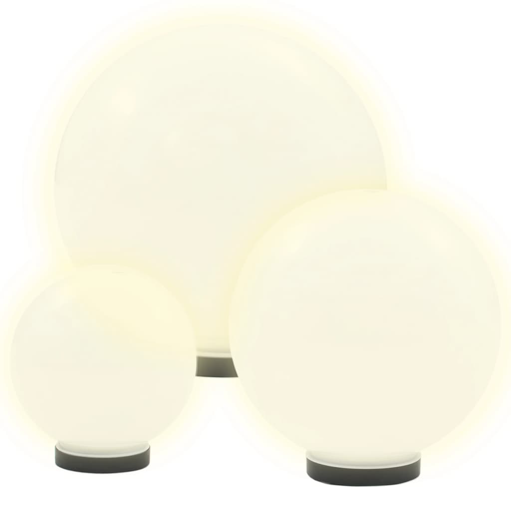 3 db-os LED gömblámpa-szett 20 / 30 / 40 cm PMMA