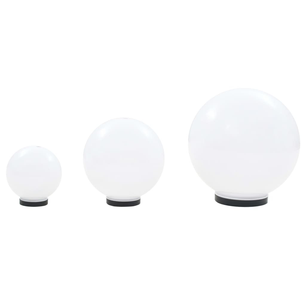 3 db-os LED gömblámpa-szett 20 / 30 / 40 cm PMMA