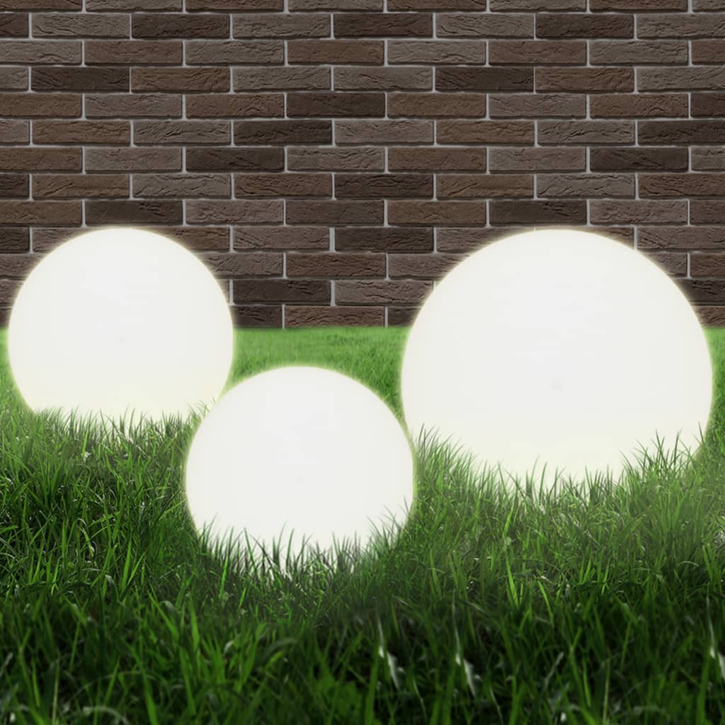 3 db-os LED gömblámpa-szett 20 / 30 / 40 cm PMMA
