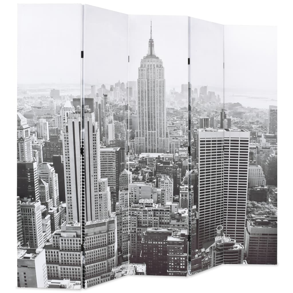 fekete-fehér New York mintás paraván 200 x 170 cm