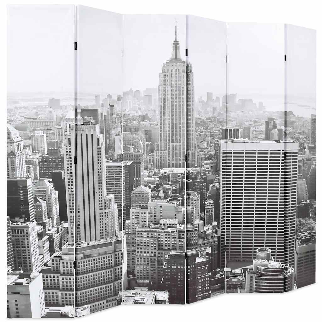 fekete-fehér New York mintás paraván 228 x 170 cm
