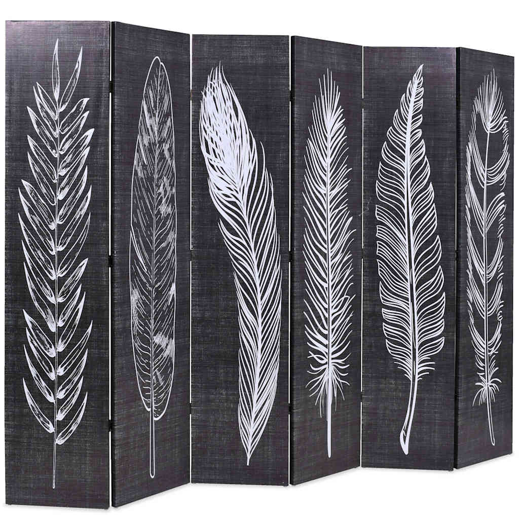 fekete-fehér toll mintás paraván 228 x 170 cm
