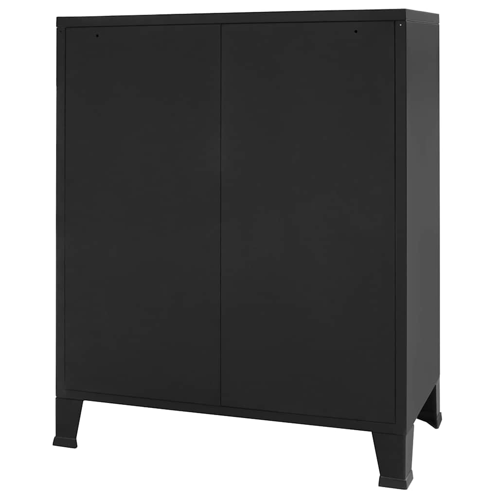 ipari stílusú fekete fém fiókos szekrény 78 x 40 x 93 cm