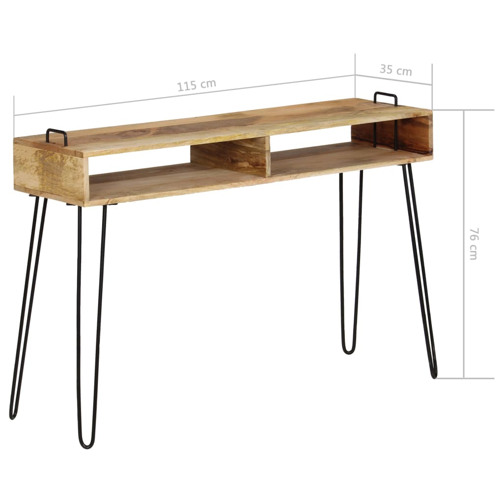 tömör mangófa konzolasztal 115 x 35 x 76 cm