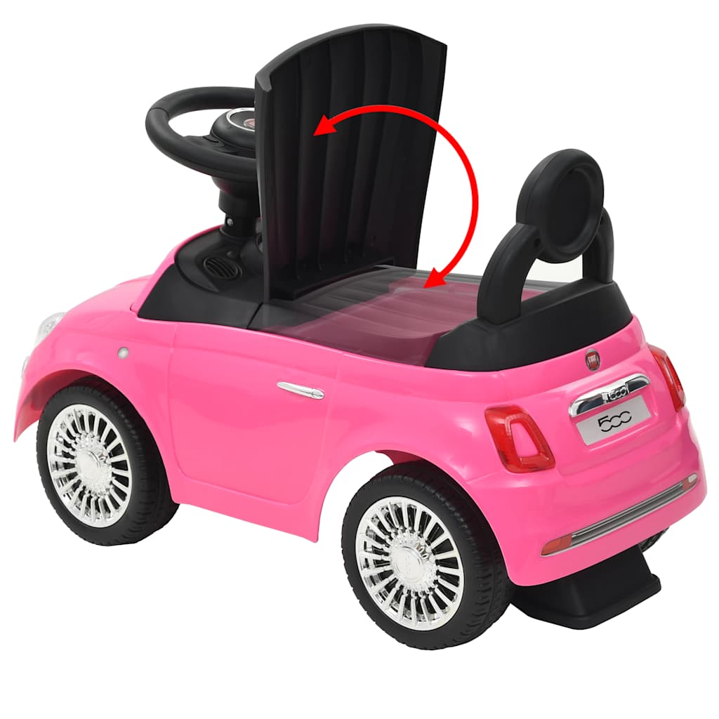 rózsaszín ráülős Fiat 500 játékautó