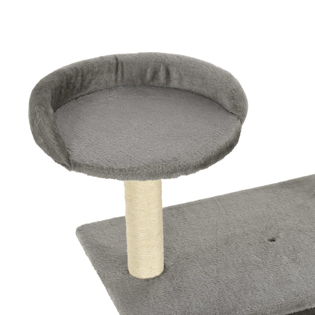 szürke macskabútor szizál kaparófákkal 95 cm
