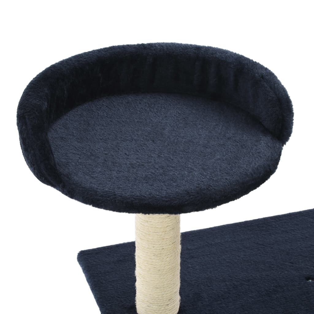 sötétkék macskabútor szizál kaparófákkal 95 cm
