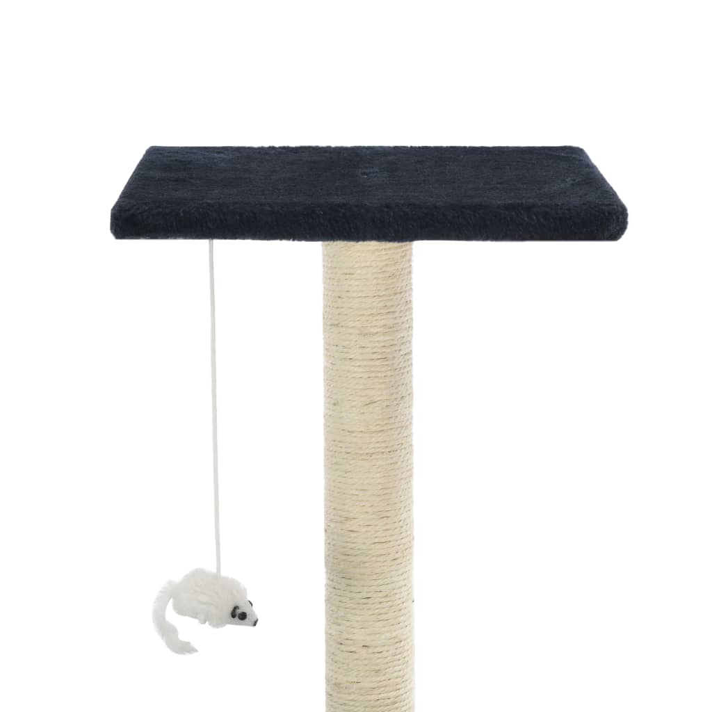 sötétkék macskabútor szizál kaparófákkal 95 cm