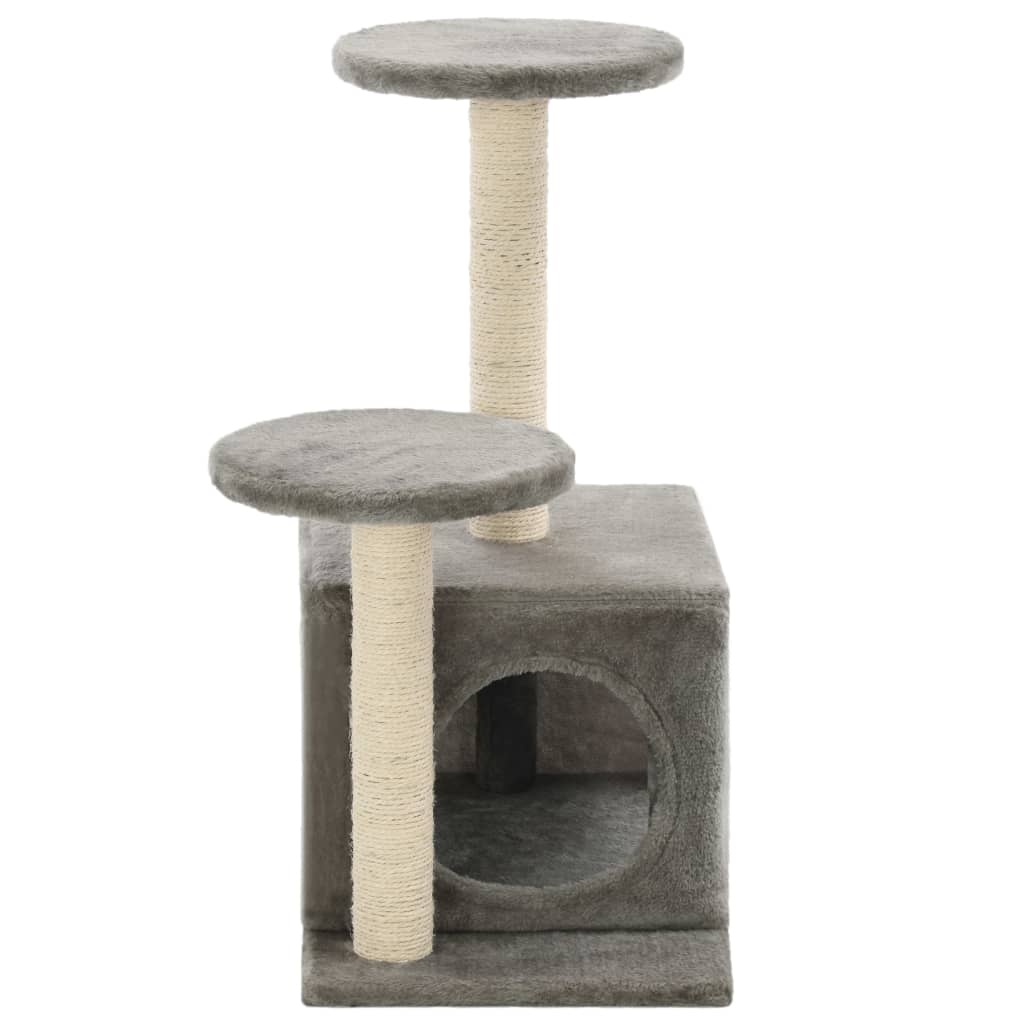 szürke macskabútor szizál kaparófákkal 60 cm