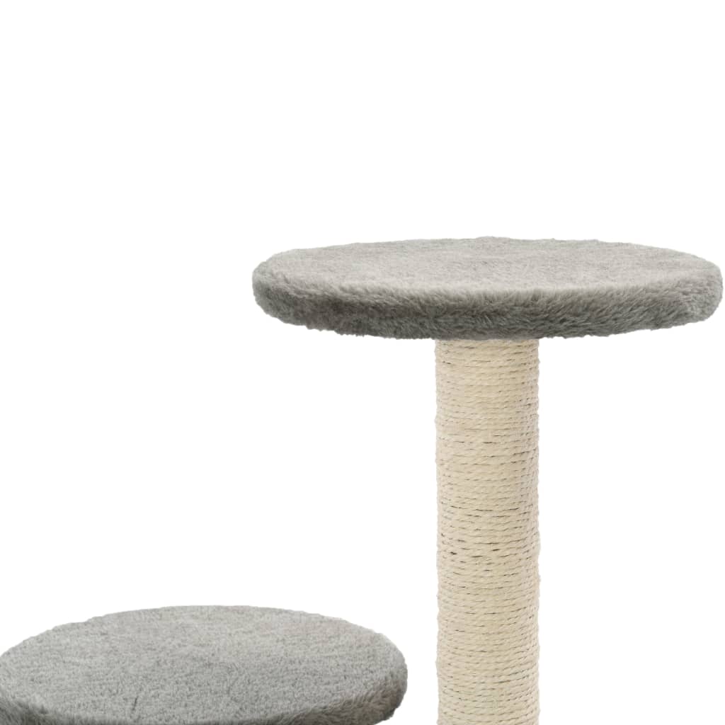 szürke macskabútor szizál kaparófákkal 60 cm