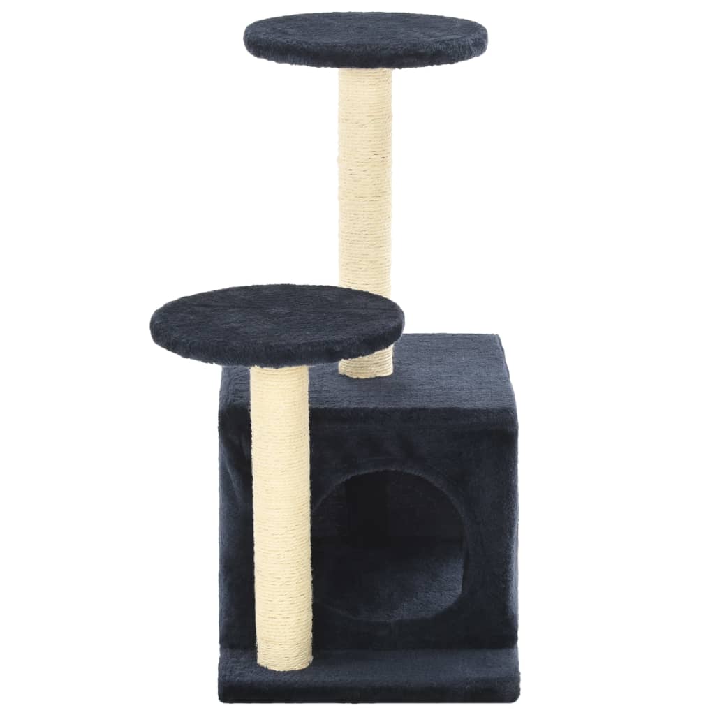 sötétkék macskabútor szizál kaparófákkal 60 cm