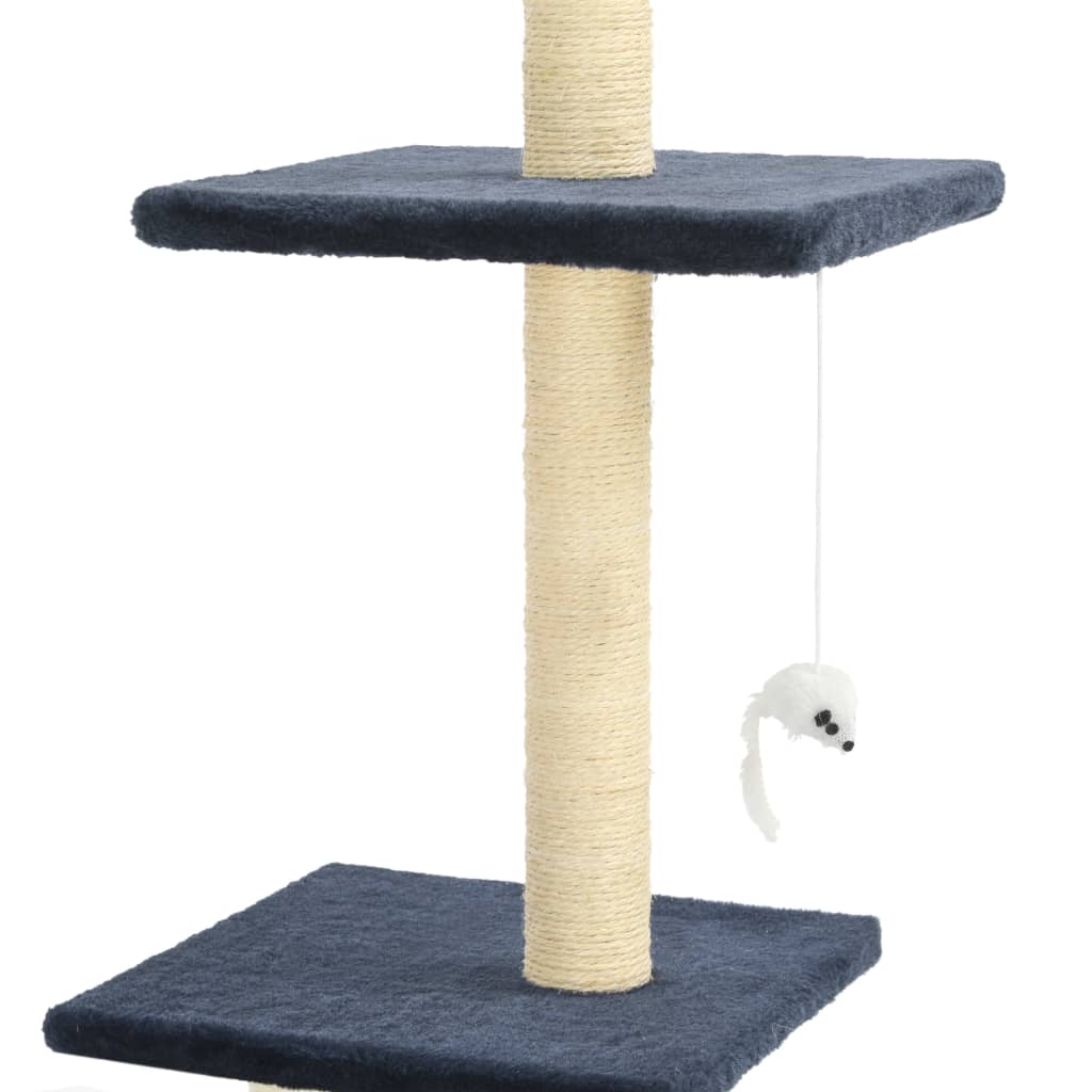 sötétkék macskabútor szizál kaparófákkal 260 cm