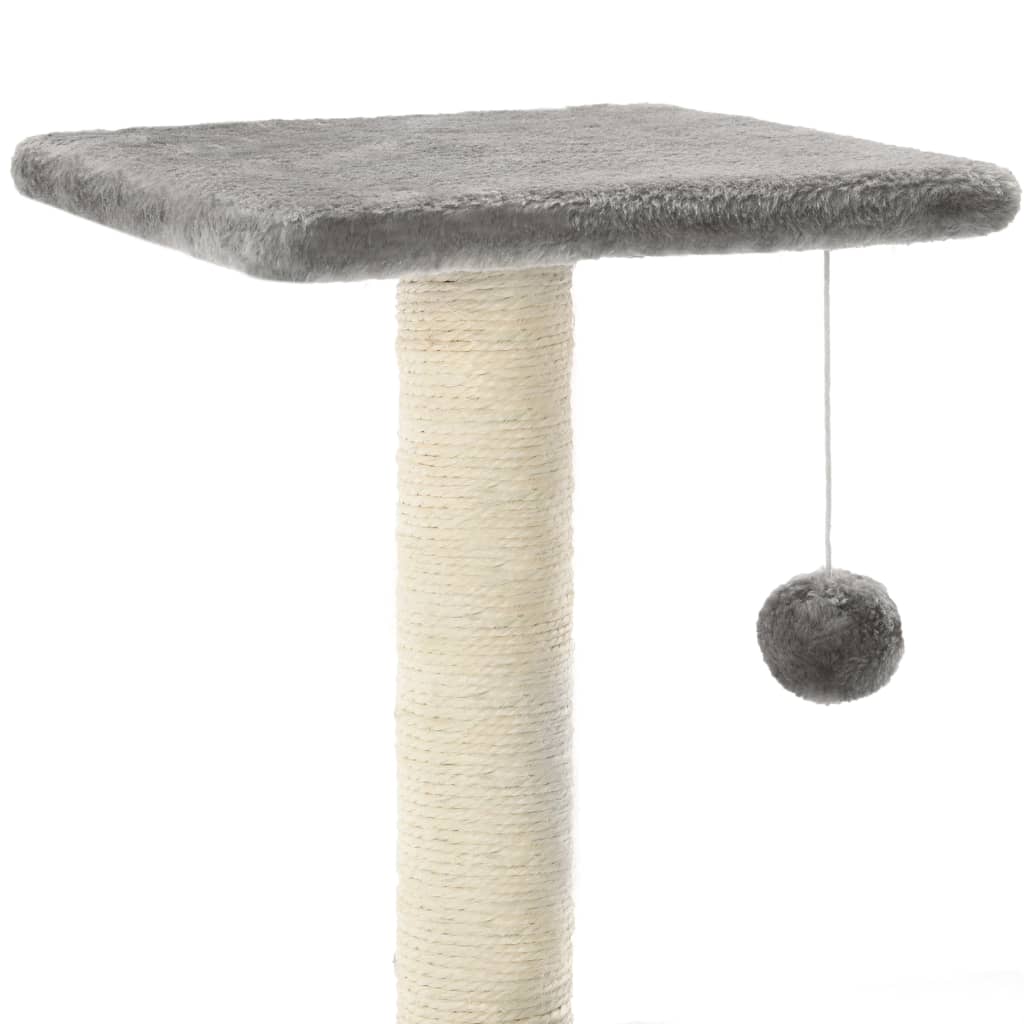 szürke macskabútor szizál kaparófákkal 65 cm