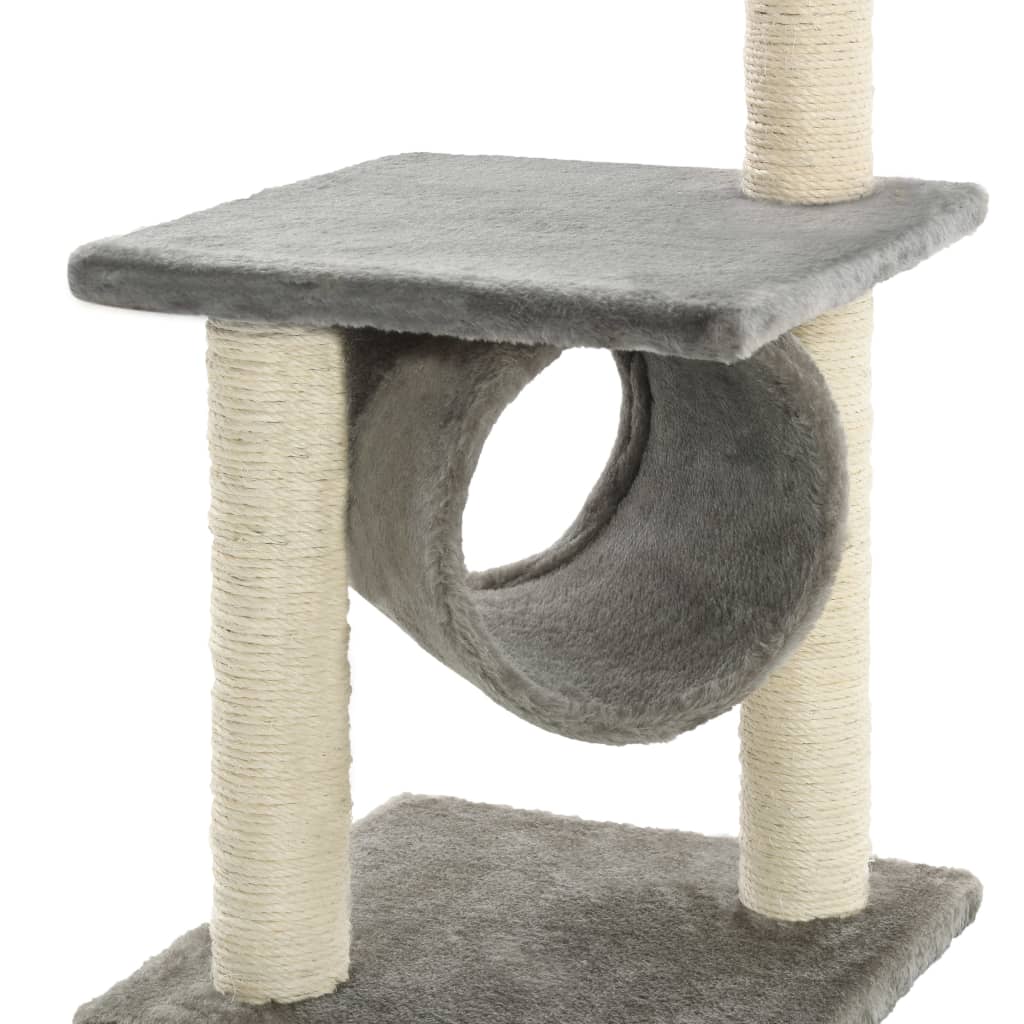 szürke macskabútor szizál kaparófákkal 65 cm