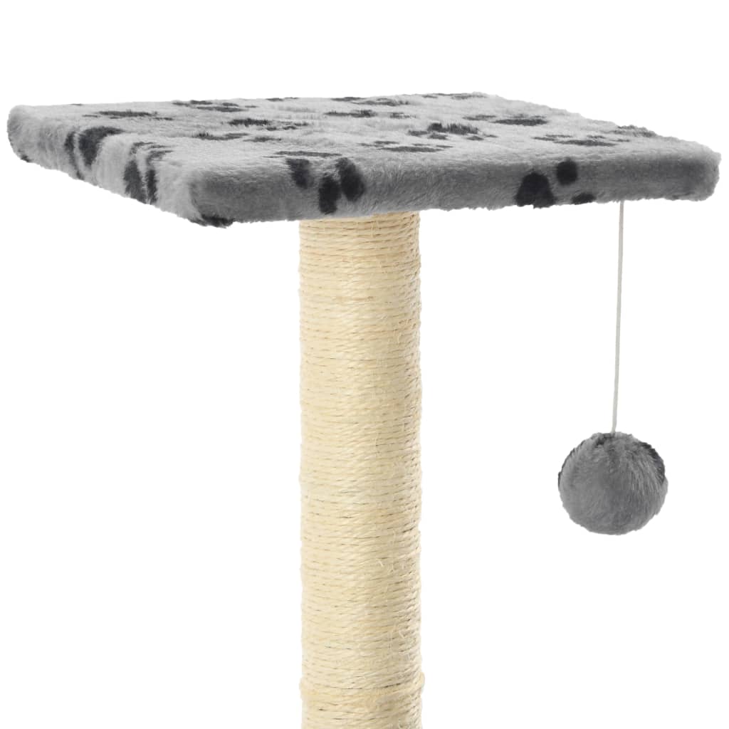 szürke macskabútor szizál kaparófákkal 65 cm