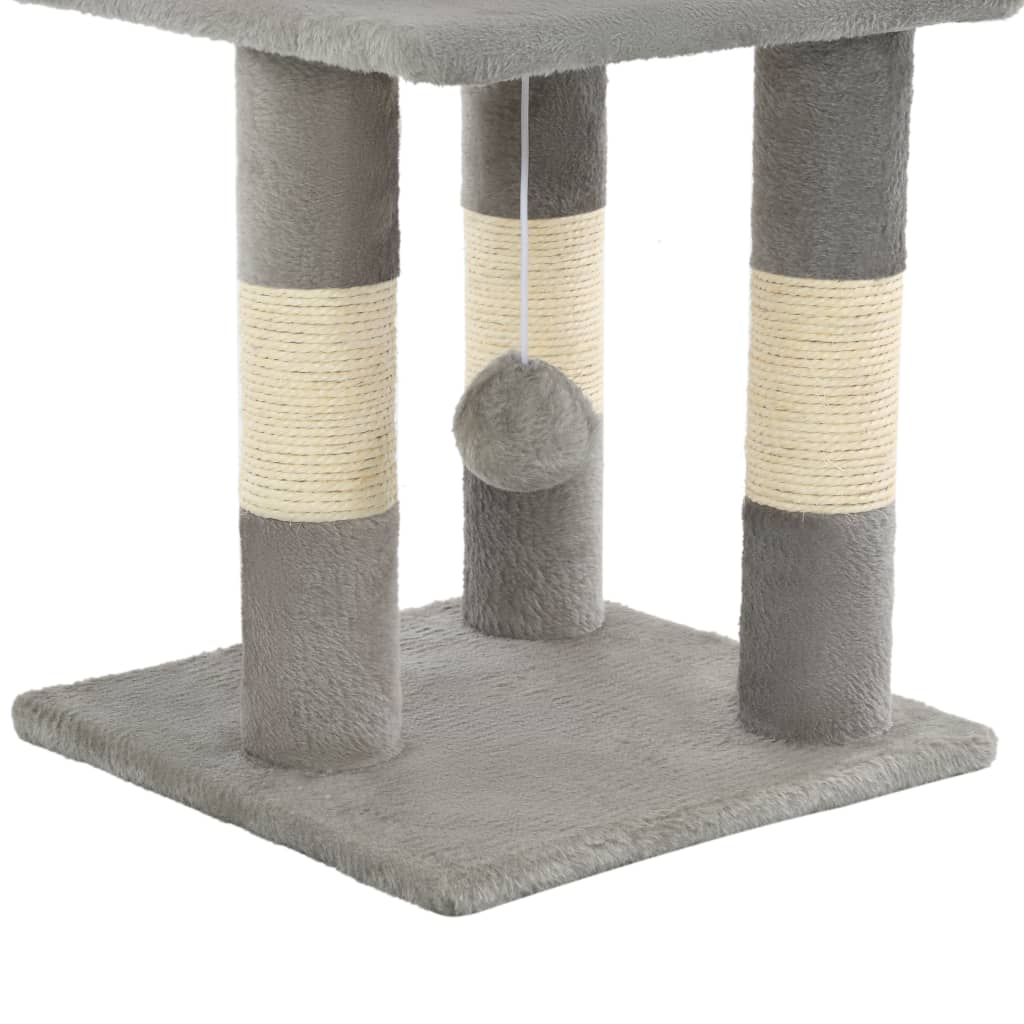 szürke macskabútor szizál kaparófákkal 65 cm