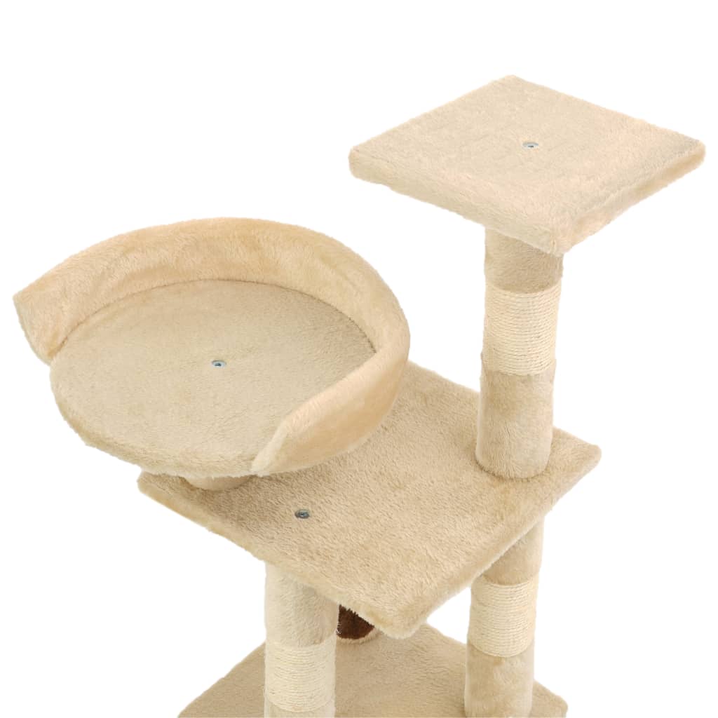 bézs macskabútor szizál kaparófákkal 65 cm