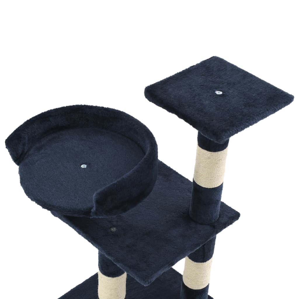 kék macskabútor szizál kaparófákkal 65 cm