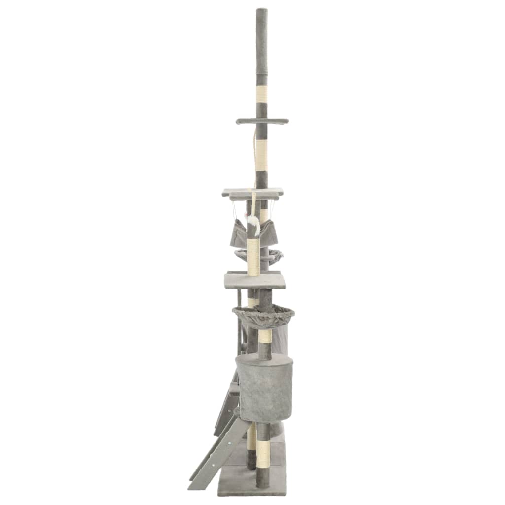 szürke macskabútor szizál kaparófákkal 230-250 cm