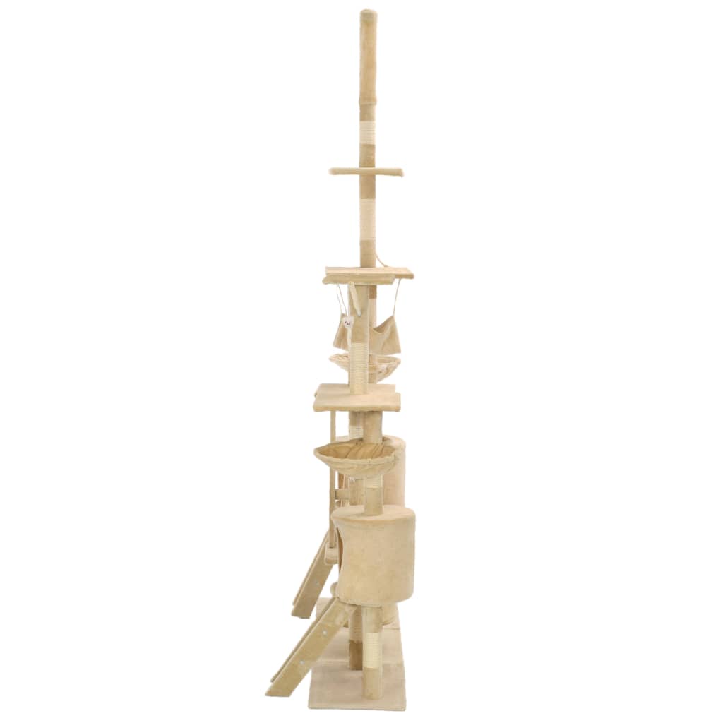 bézs macskabútor szizál kaparófákkal 230-250 cm
