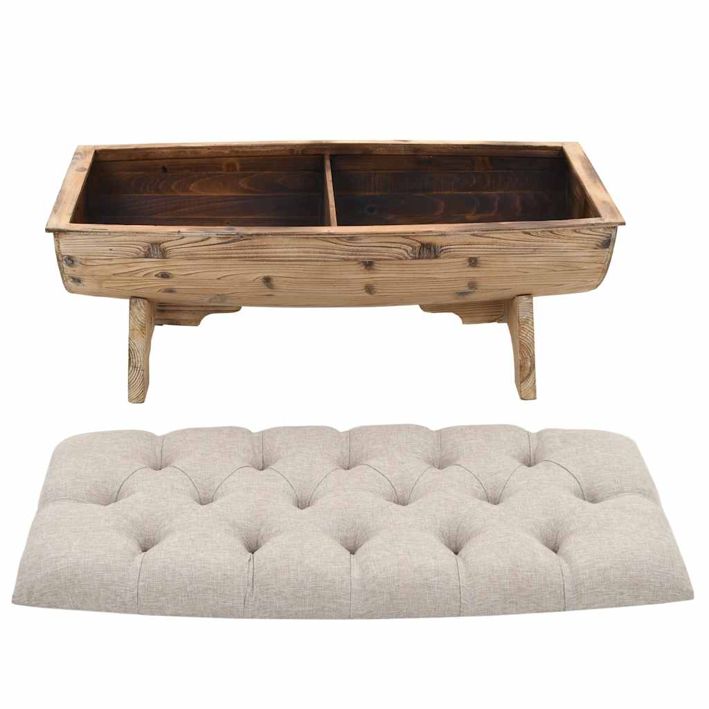 tömör fa és szövet tárolópad 103 x 51 x 44 cm
