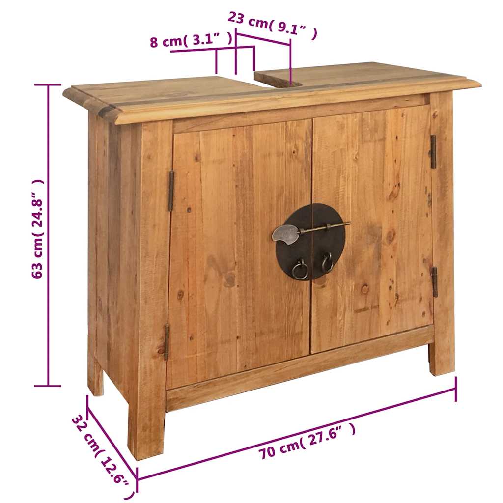 tömör újrahasznosított fenyőfa pipereszekrény 70 x 32 x 63 cm