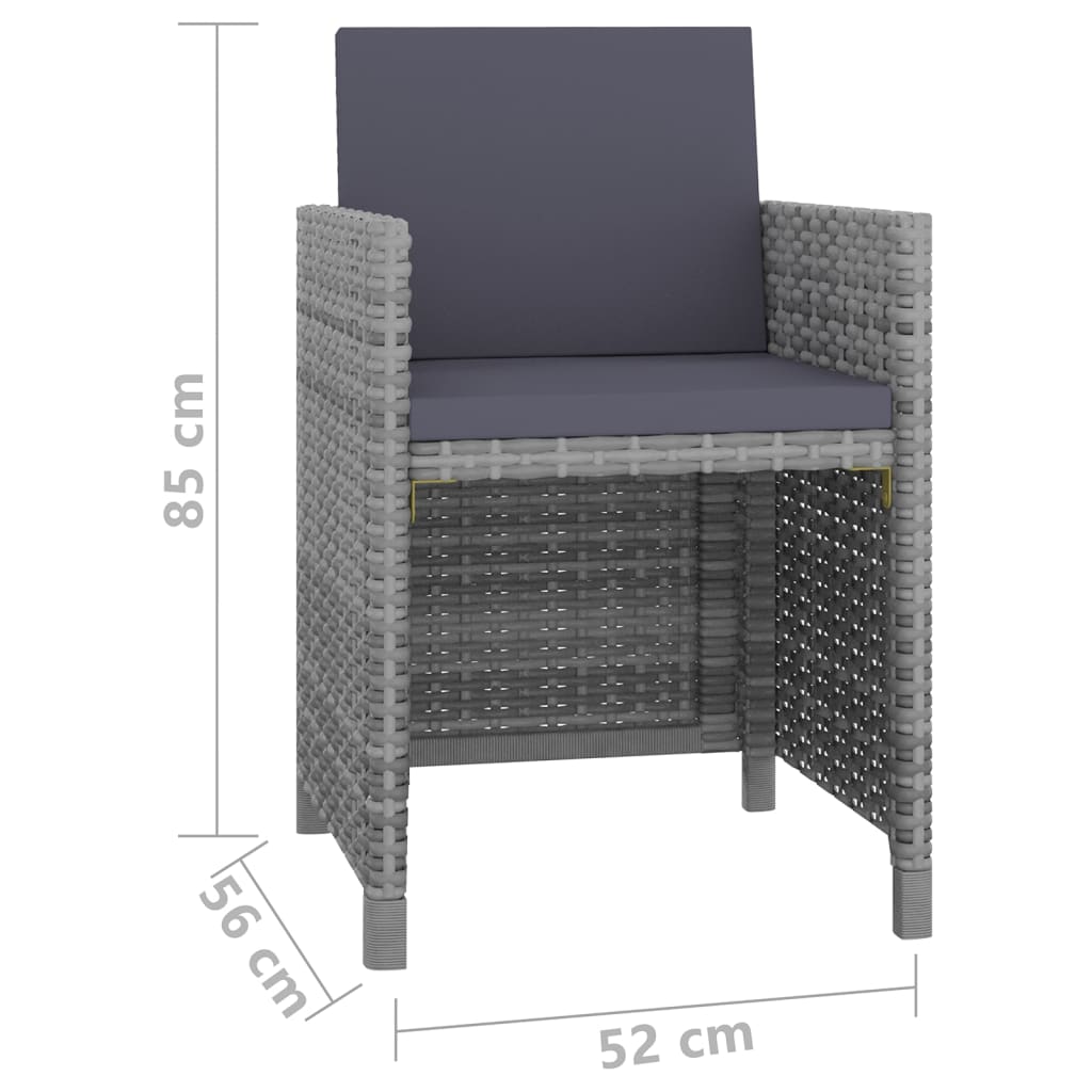 5-részes szürke kültéri polyrattan étkezőszett párnákkal